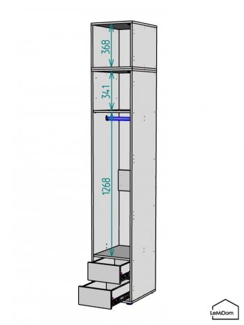 Шкаф с антресолью 400 мм Linnea MHR-1A-3 2450х400х510 (Белый-М 11.1.2) в Нягани - nyagan.mebel-e96.ru
