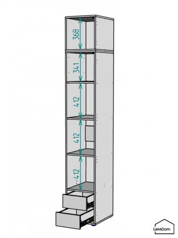 Шкаф с антресолью 400 мм Linnea MHR-1A-4 2450х400х510 (Графит-М 11.1.25) в Нягани - nyagan.mebel-e96.ru
