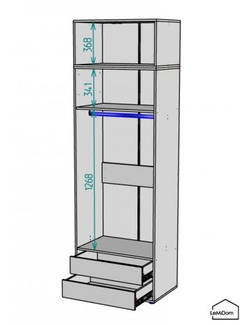 Шкаф с антресолью 800 мм Linnea MHR-2A-3 2450х800х510 (ДВ-М 11.1.25) в Нягани - nyagan.mebel-e96.ru