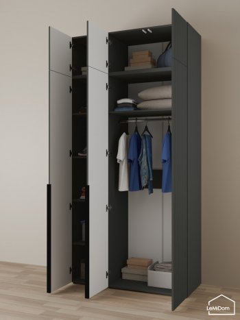 Шкаф с антресолью 1200 мм Linnea MHR-3A-1 2450х1200х510 (Графит-М 11.1.25) в Нягани - nyagan.mebel-e96.ru