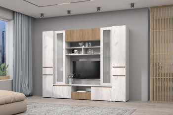 Стенка Лиана комп.3 крафт (Зарон) в Нягани - nyagan.mebel-e96.ru