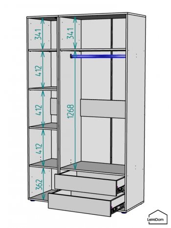 Шкаф Linnea MHR-3-2 2050х1200х510 (ДВ-М 11.1.25) в Нягани - nyagan.mebel-e96.ru