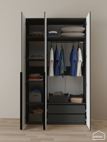 Шкаф Linnea MHR-3-2 2050х1200х510 (Графит-М 11.1.25) в Нягани - nyagan.mebel-e96.ru