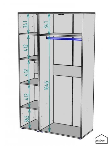Шкаф Linnea MHR-3-1 2050х1200х510 (Белый-М 11.1.2) в Нягани - nyagan.mebel-e96.ru