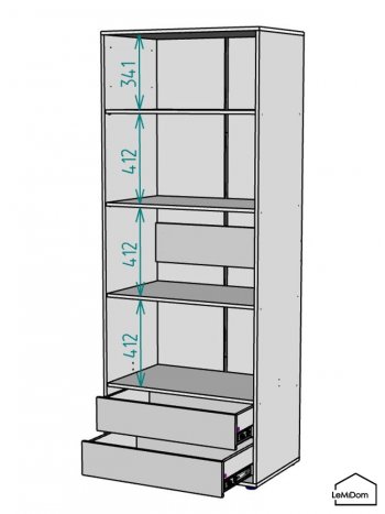 Шкаф Linnea MHR-2-4 2050х800х510 (ДВ-М 11.1.25) (1) в Нягани - nyagan.mebel-e96.ru