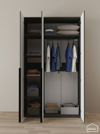 Шкаф Linnea MHR-3-1 2050х1200х510 (Графит-М 11.1.25) в Нягани - nyagan.mebel-e96.ru
