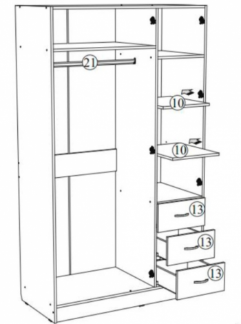 Шкаф Лофт-3 белый 1200 мм (ВНК) в Нягани - nyagan.mebel-e96.ru