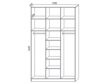 Шкаф распашной 1500 мм М6-3.4 П+Б+П 150 + антресоль (М6) в Нягани - nyagan.mebel-e96.ru