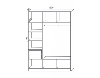 Шкаф распашной 1500 мм М6-3.2 Б+П 150 + ящики (М6) в Нягани - nyagan.mebel-e96.ru