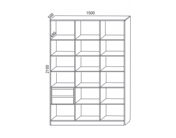 Шкаф распашной 1500 мм М6-3.5 Б+Б+Б 150 + ящики (М6) в Нягани - nyagan.mebel-e96.ru