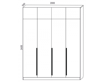 Шкаф распашной 2000 мм  М6-4.1.1 П+П+П+П 200 + антресоль (М6) в Нягани - nyagan.mebel-e96.ru