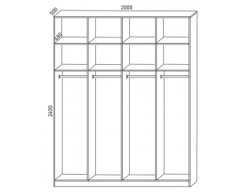 Шкаф распашной 2000 мм  М6-4.1.1 П+П+П+П 200 + антресоль (М6) в Нягани - nyagan.mebel-e96.ru