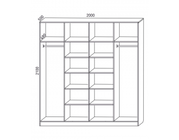 Шкаф распашной 2000 мм 4.3 П+Б+Б+П (М6) в Нягани - nyagan.mebel-e96.ru