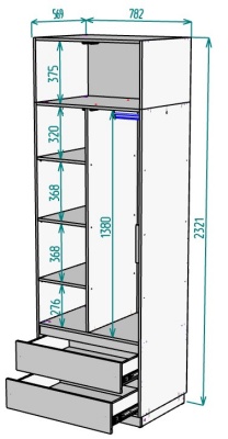 Шкаф 800 мм Мальта light H297 + Антресоль HA2 в Нягани - nyagan.mebel-e96.ru