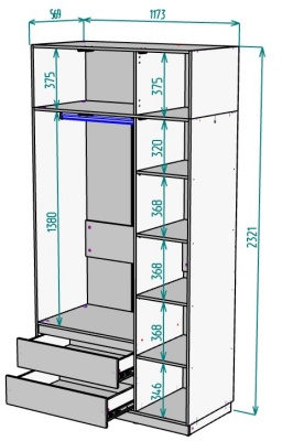 Шкаф 1200 мм Мальта light H298 + Антресоль HA3 в Нягани - nyagan.mebel-e96.ru