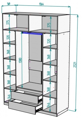 Шкаф 1600 мм Мальта light H302 + Антресоль HA4 в Нягани - nyagan.mebel-e96.ru