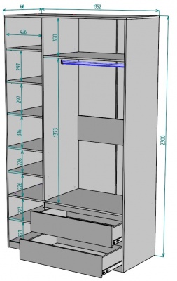 Шкаф Мальта 1350 мм Графит в Нягани - nyagan.mebel-e96.ru