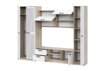 Стенка Марта-12 дуб крафт серый/белый (ИЦ) в Нягани - nyagan.mebel-e96.ru