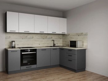 Кухонный гарнитур угловой Меренга МДФ 2600*1600 мм Sanvut в Нягани - nyagan.mebel-e96.ru