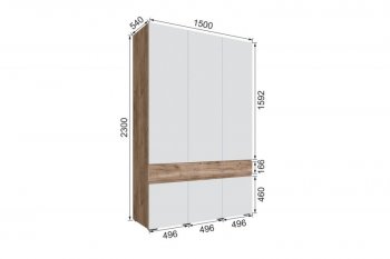 Шкаф 1500 мм Мерида крафт табачный/белый (Микон) в Нягани - nyagan.mebel-e96.ru