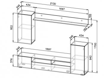 Стенка МГС-4 белый (СВ) в Нягани - nyagan.mebel-e96.ru