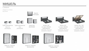 Кровать двуспальная Мишель антрацит (Имп) в Нягани - nyagan.mebel-e96.ru