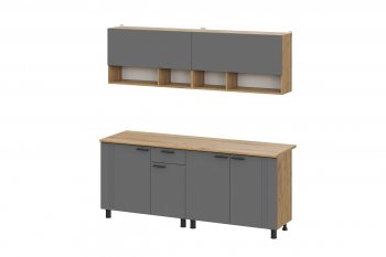 Кухонный гарнитур Монако 2000 мм графит (СВ) в Нягани - nyagan.mebel-e96.ru