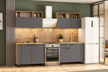 Кухонный гарнитур Монако 2000 мм графит (СВ) в Нягани - nyagan.mebel-e96.ru