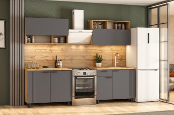Кухонный гарнитур Монако 2000 мм графит (СВ) в Нягани - nyagan.mebel-e96.ru
