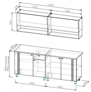 Кухонный гарнитур Монако 2000 мм СВ) в Нягани - nyagan.mebel-e96.ru