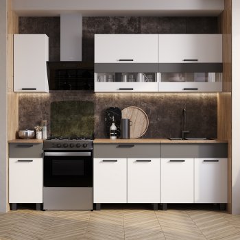 Кухонный гарнитур Монтана 2000 мм белый/графит (БТС) в Нягани - nyagan.mebel-e96.ru