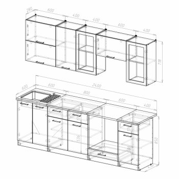 Кухонный гарнитур Ника базис 2400 мм (Герда) в Нягани - nyagan.mebel-e96.ru