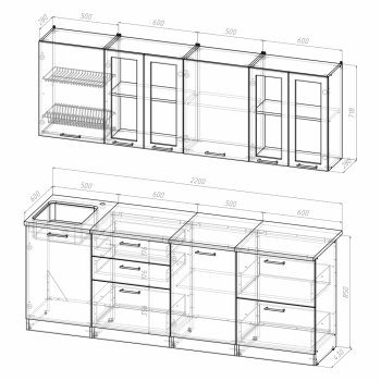 Кухонный гарнитур Ника компакт 2200 мм (Герда) в Нягани - nyagan.mebel-e96.ru