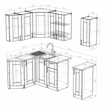 Кухонный гарнитур Ника литл 1500х1300 мм (Герда) в Нягани - nyagan.mebel-e96.ru