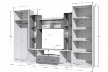 Стенка Николь-2 крафт серый/кашемир (Зарон) в Нягани - nyagan.mebel-e96.ru