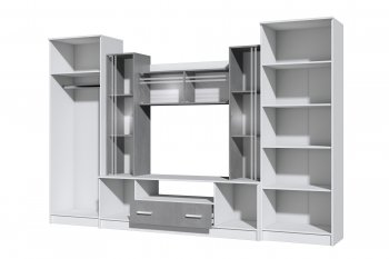 Стенка Николь-2 белый/бетонный камень(Зарон) в Нягани - nyagan.mebel-e96.ru