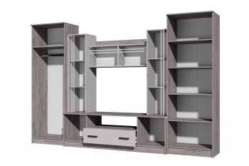 Стенка Николь-2 крафт серый/кашемир (Зарон) в Нягани - nyagan.mebel-e96.ru