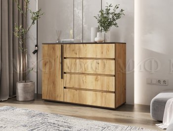 Комод 1 дверь 4 ящика (1200) Норд, дуб крафт (Миф) в Нягани - nyagan.mebel-e96.ru