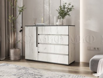 Комод 1 дверь 4 ящика (1200) Норд, крафт белый (Миф) в Нягани - nyagan.mebel-e96.ru