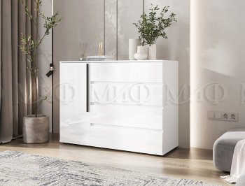 Комод 1 дверь 4 ящика (1200) Норд,  белый (Миф) в Нягани - nyagan.mebel-e96.ru