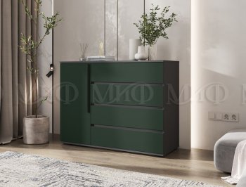 Комод 1 дверь 4 ящика (1200) Норд, графит/изумруд (Миф) в Нягани - nyagan.mebel-e96.ru