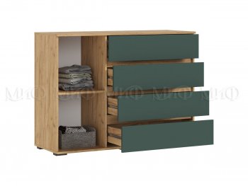 Комод 1 дверь 4 ящика (1200) Норд, крафт/изумруд (Миф) в Нягани - nyagan.mebel-e96.ru