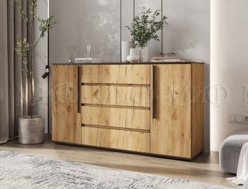 Комод 2 двери 4 ящика (1600) Норд, крафт (Миф) в Нягани - nyagan.mebel-e96.ru
