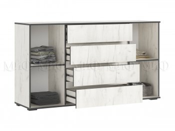 Комод 2 двери 4 ящика (1600) Норд, крафт белый (Миф) в Нягани - nyagan.mebel-e96.ru