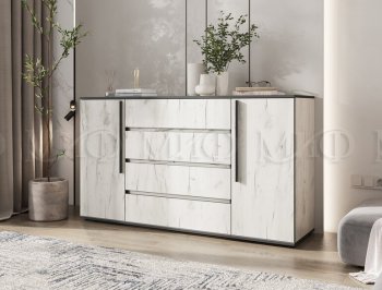 Комод 2 двери 4 ящика (1600) Норд, крафт белый (Миф) в Нягани - nyagan.mebel-e96.ru