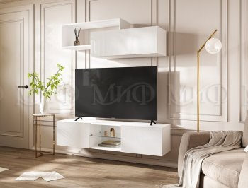 Стенка Норд-1 белый глянец (Миф) в Нягани - nyagan.mebel-e96.ru