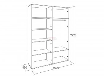 Шкаф 1600 мм Ольга-17 в Нягани - nyagan.mebel-e96.ru