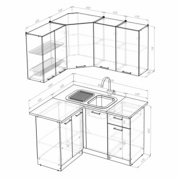 Кухонный гарнитур Ольга прайм 1 1200х1400 мм (Герда) в Нягани - nyagan.mebel-e96.ru