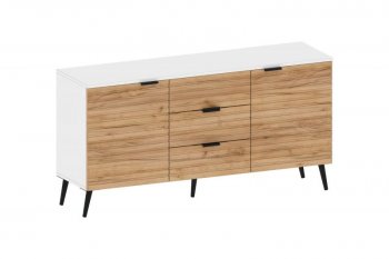 Тумба 2дв.3ящ. Ома ТБ-3609 Белый/Дуб Тортуга (СанТан) в Нягани - nyagan.mebel-e96.ru