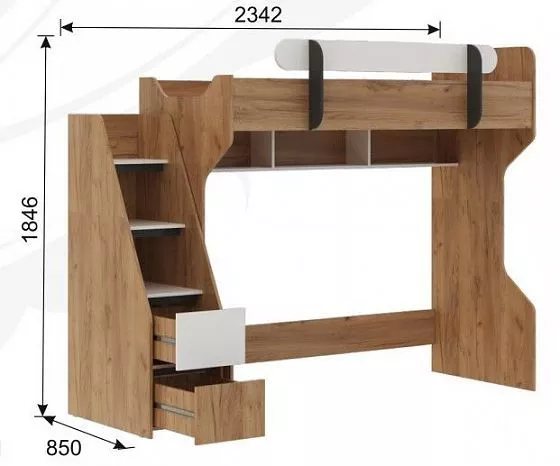 Кровать-чердак Омега-3 в Нягани - nyagan.mebel-e96.ru